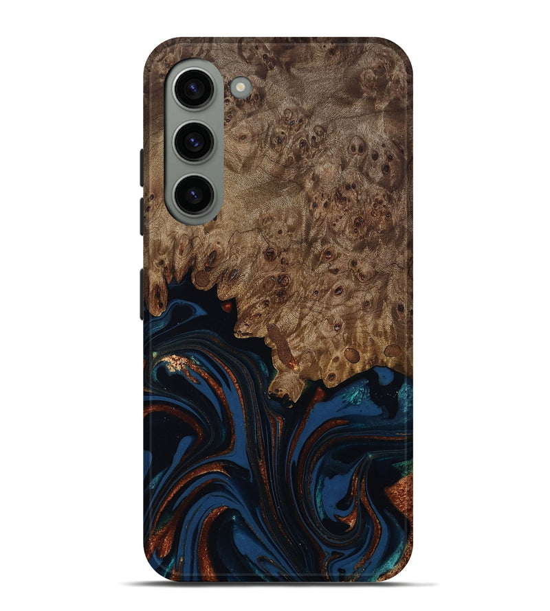 Galaxy S23 Plus Wood Live Edge Phone Case - Roger (Teal & Gold, 809468)