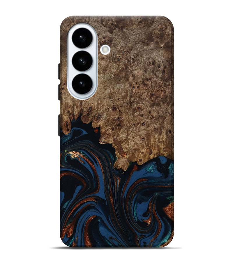 Galaxy S26 Plus Wood Live Edge Phone Case - Roger (Teal & Gold, 809468)