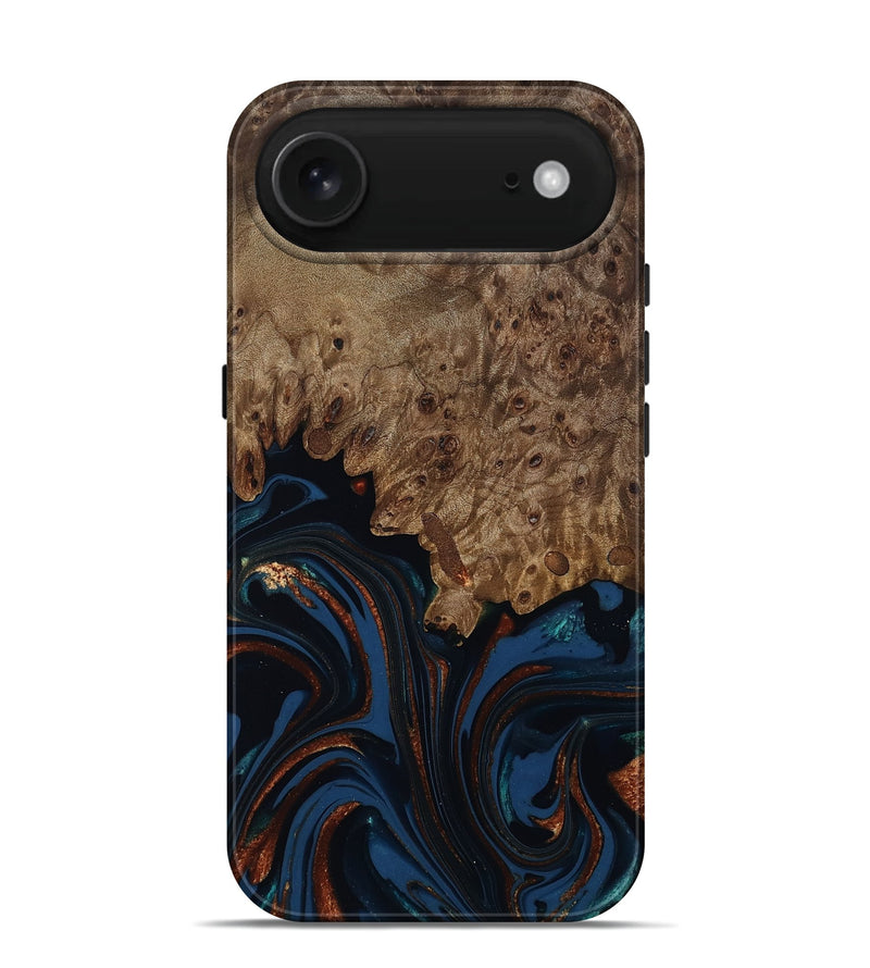iPhone 17 Air Wood Live Edge Phone Case - Roger (Teal & Gold, 809468)