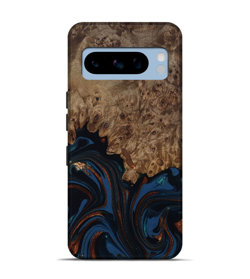 Pixel 8 Pro Wood Live Edge Phone Case - Roger (Teal & Gold, 809468)