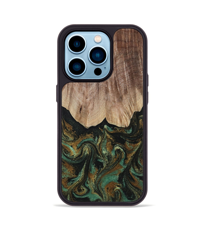 iPhone 14 Pro Wood Phone Case - Kelsea (Green, 809585)