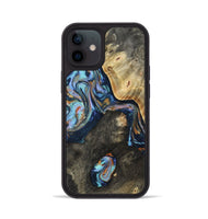 iPhone 12 Wood Phone Case - Rhoda (Teal & Gold, 809684)
