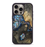 iPhone 16 Pro Max Wood Phone Case - Rhoda (Teal & Gold, 809684)