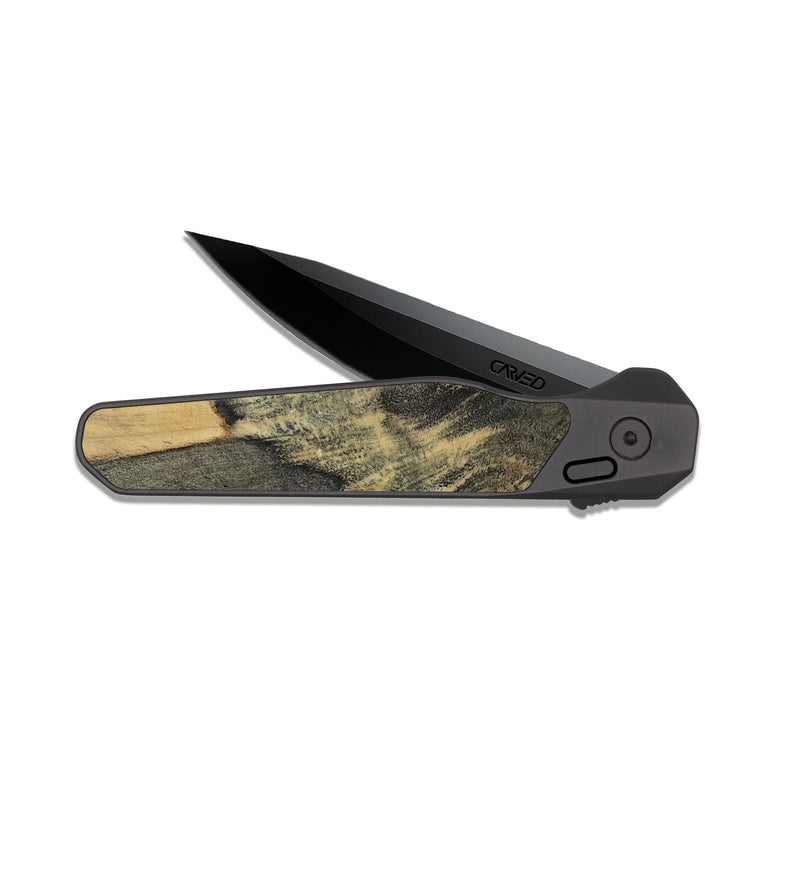 EDC Dark Slate Wood Pocket Knife - Ivette (Teal & Gold, 809691)