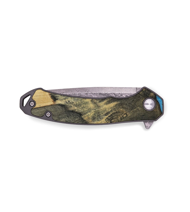 EDC Wood Pocket Knife - Ivette (Teal & Gold, 809691)
