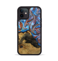 iPhone 12 Wood Phone Case - Gigi (Teal & Gold, 809695)