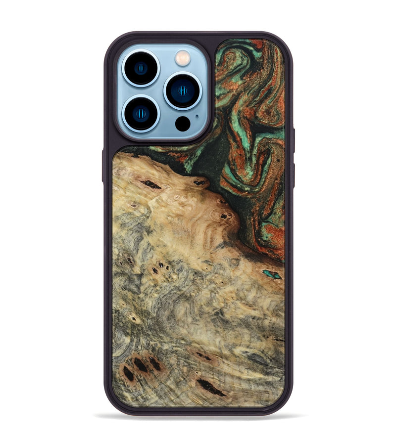 iPhone 14 Pro Max Wood Phone Case - Erika (Green, 809748)