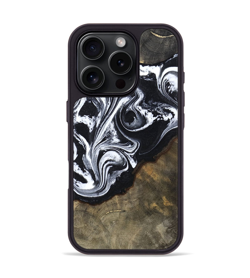 iPhone 16 Pro Wood Phone Case - Azaria (Black & White, 809762)