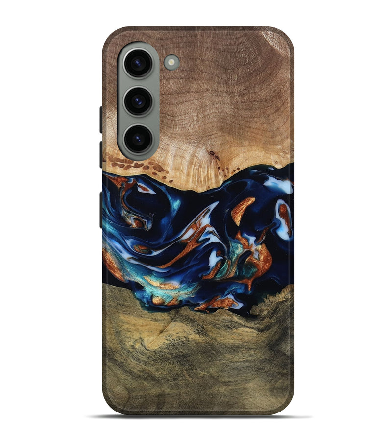 Galaxy S23 Plus Wood Live Edge Phone Case - Adley (Teal & Gold, 809780)