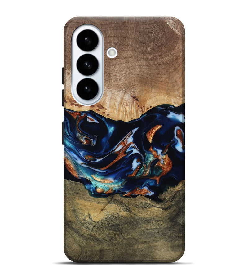 Galaxy S26 Plus Wood Live Edge Phone Case - Adley (Teal & Gold, 809780)