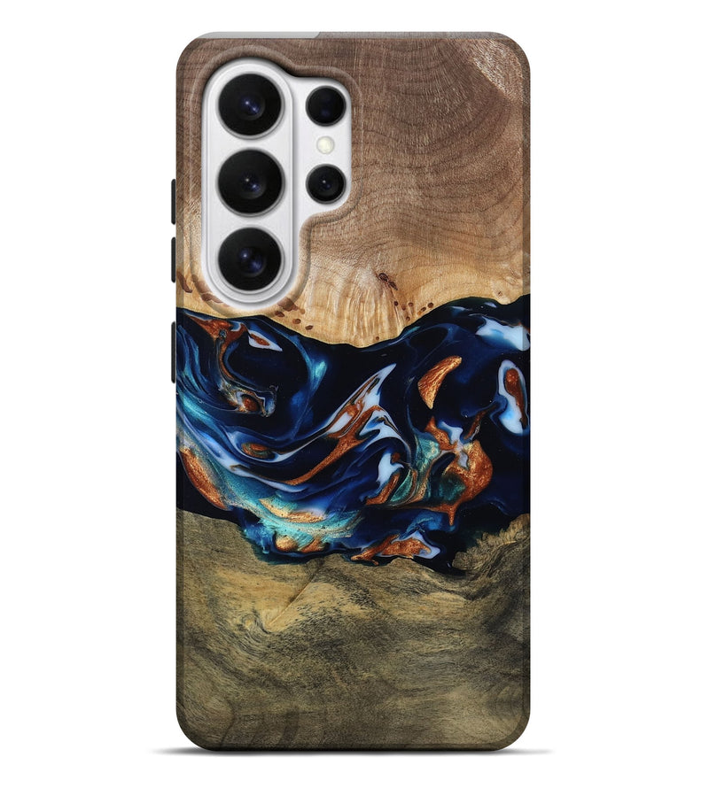 Galaxy S26 Ultra Wood Live Edge Phone Case - Adley (Teal & Gold, 809780)