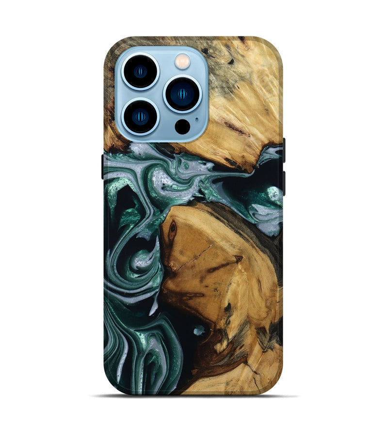 iPhone 14 Pro Wood Live Edge Phone Case - Stella (Green, 809781)