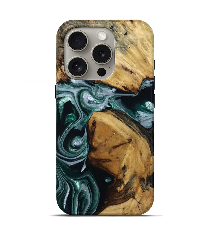 iPhone 16 Pro Wood Live Edge Phone Case - Stella (Green, 809781)