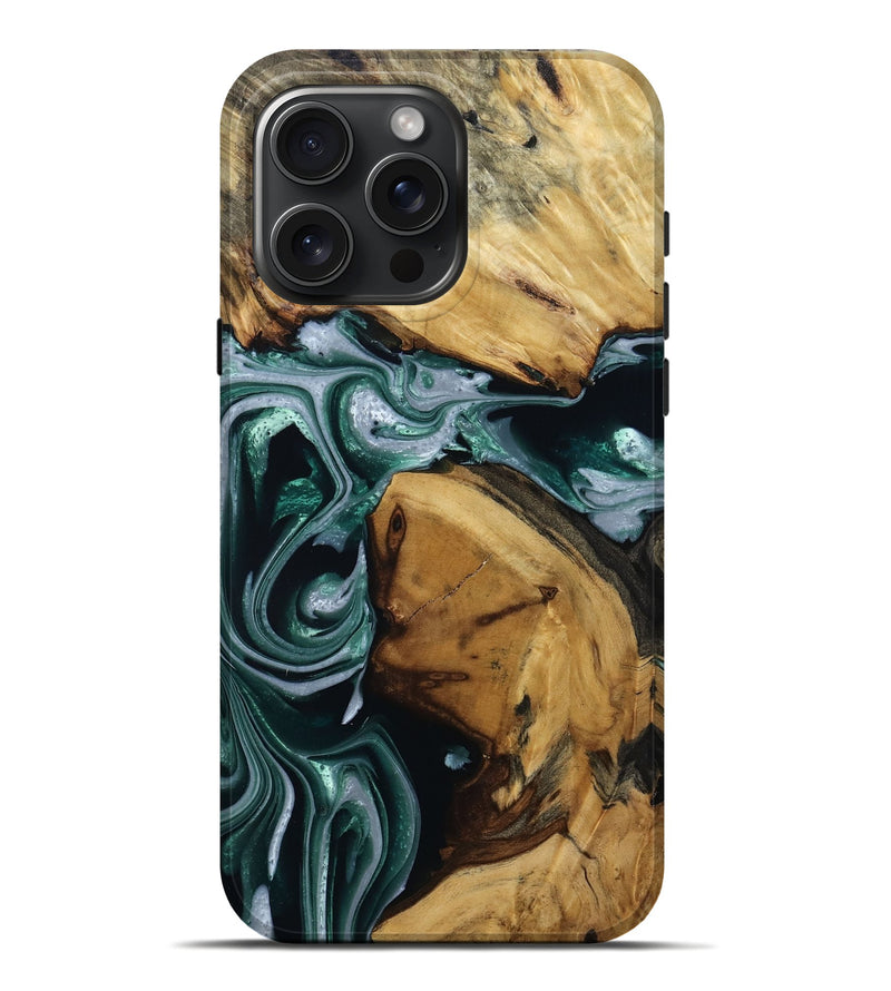 iPhone 16 Pro Max Wood Live Edge Phone Case - Stella (Green, 809781)