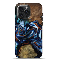 iPhone 16 Pro Max Wood Live Edge Phone Case - Braedon (Teal & Gold, 809786)