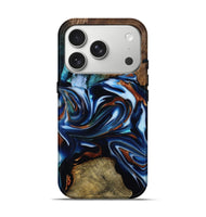 iPhone 17 Pro Wood Live Edge Phone Case - Braedon (Teal & Gold, 809786)