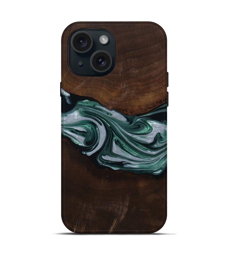iPhone 15 Wood Live Edge Phone Case - Milan (Green, 809790)