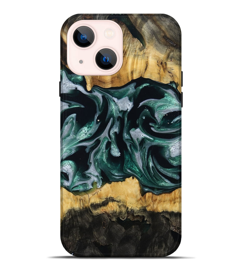 iPhone 14 Plus Wood Live Edge Phone Case - Linnie (Green, 809792)