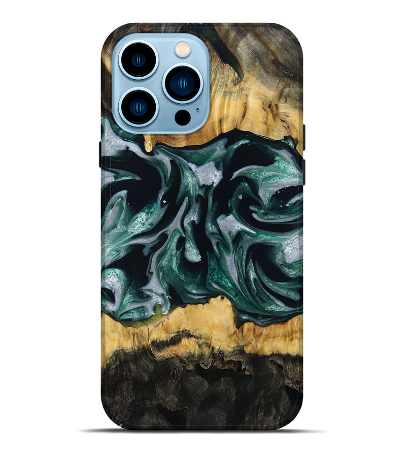 iPhone 14 Pro Max Wood Live Edge Phone Case - Linnie (Green, 809792)