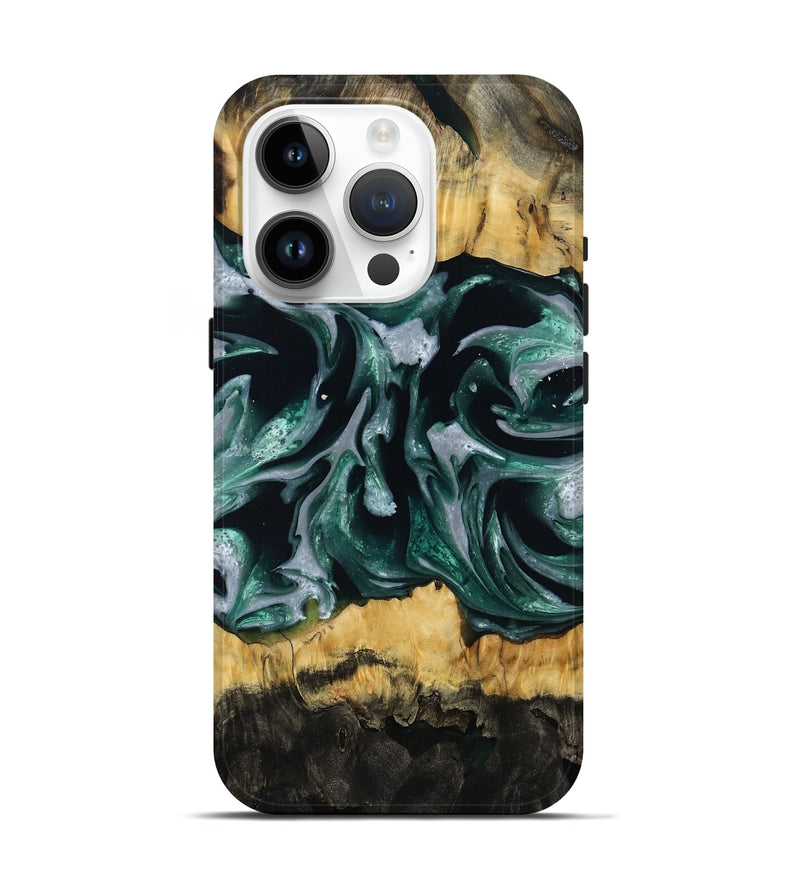 iPhone 15 Pro Wood Live Edge Phone Case - Linnie (Green, 809792)