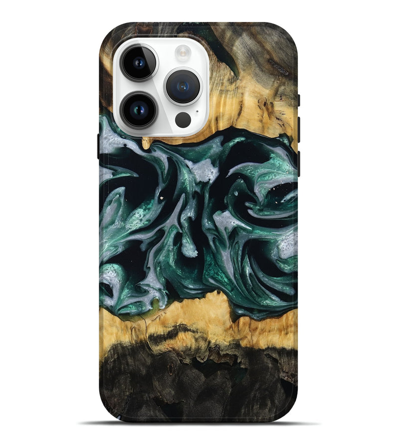 iPhone 15 Pro Max Wood Live Edge Phone Case - Linnie (Green, 809792)