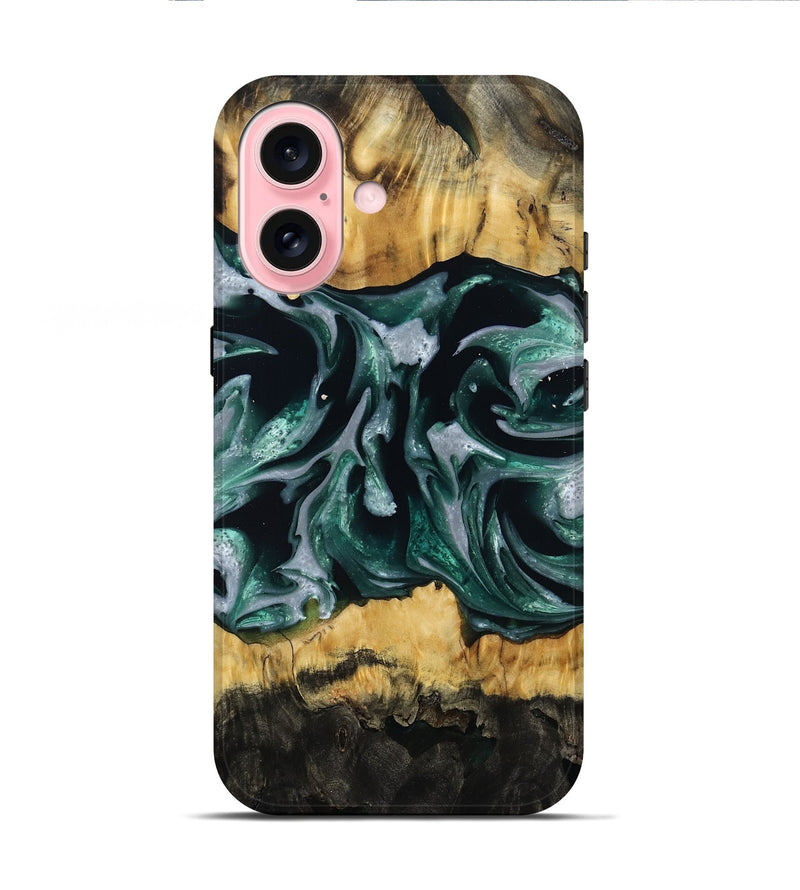 iPhone 16 Wood Live Edge Phone Case - Linnie (Green, 809792)