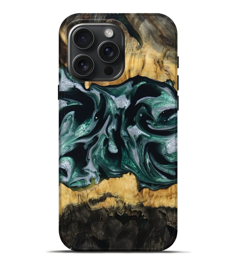 iPhone 16 Pro Max Wood Live Edge Phone Case - Linnie (Green, 809792)