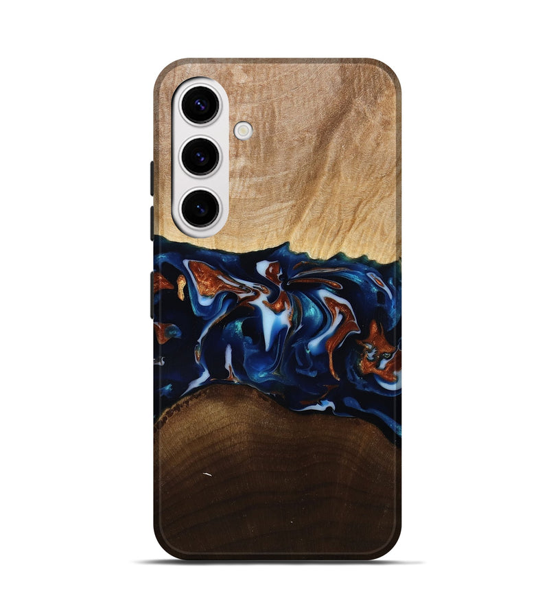 Galaxy S25 Wood Live Edge Phone Case - Jeromy (Teal & Gold, 809797)