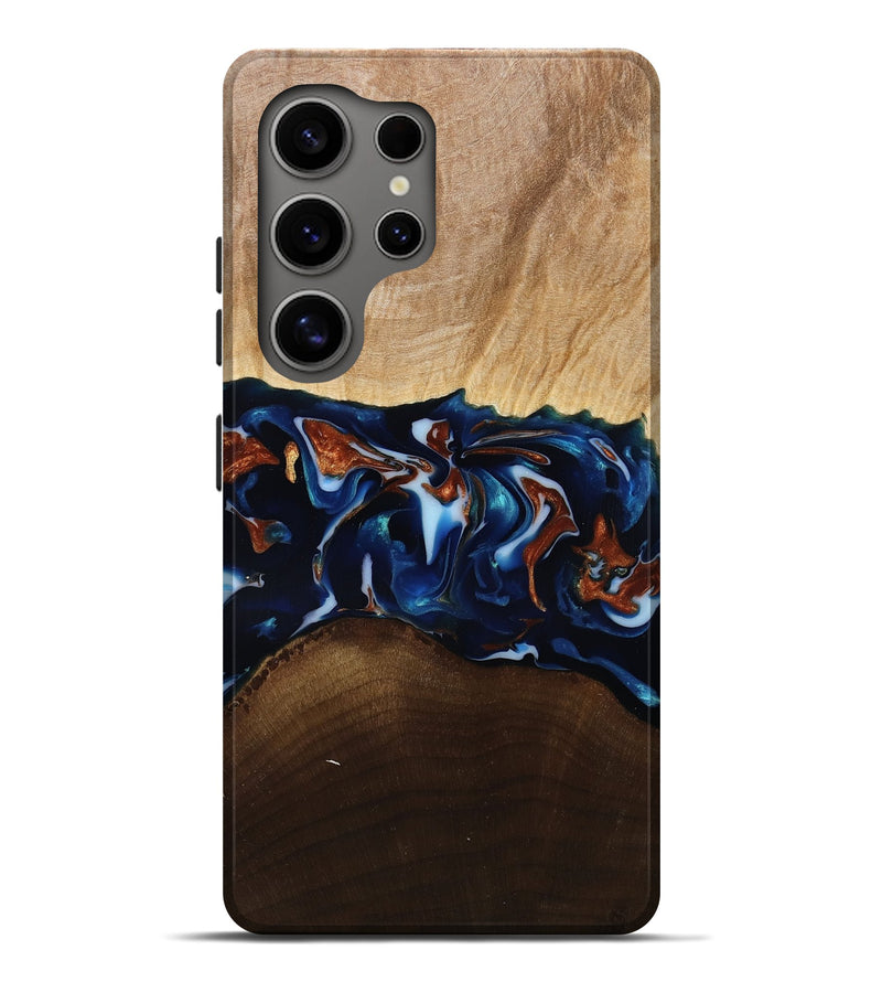 Galaxy S25 Ultra Wood Live Edge Phone Case - Jeromy (Teal & Gold, 809797)