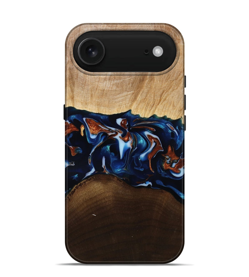 iPhone 17 Air Wood Live Edge Phone Case - Jeromy (Teal & Gold, 809797)