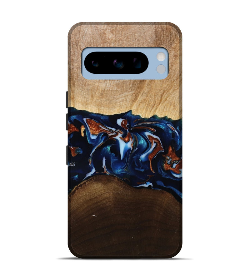 Pixel 8 Pro Wood Live Edge Phone Case - Jeromy (Teal & Gold, 809797)