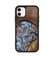 iPhone 11 Wood Phone Case - Ezrah (Teal & Gold, 809816)