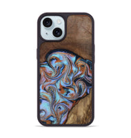 iPhone 15 Wood Phone Case - Ezrah (Teal & Gold, 809816)