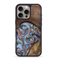 iPhone 16 Pro Max Wood Phone Case - Ezrah (Teal & Gold, 809816)