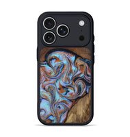 iPhone 17 Pro Wood Phone Case - Ezrah (Teal & Gold, 809816)