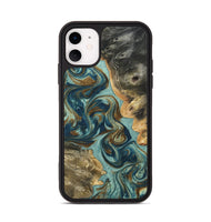 iPhone 11 Wood Phone Case - Ryker (Teal & Gold, 809817)