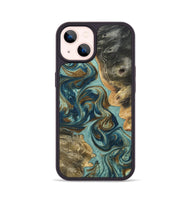 iPhone 14 Wood Phone Case - Ryker (Teal & Gold, 809817)