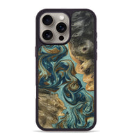 iPhone 16 Pro Max Wood Phone Case - Ryker (Teal & Gold, 809817)