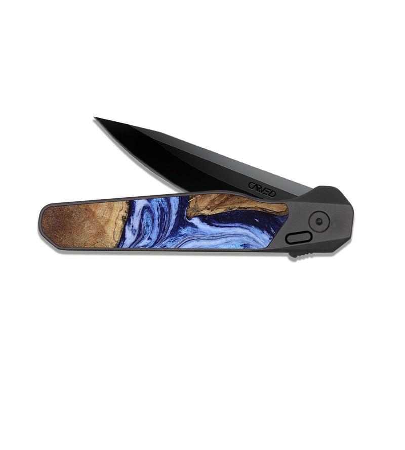 EDC Dark Slate Wood Pocket Knife - Kellie (Blue, 809828)