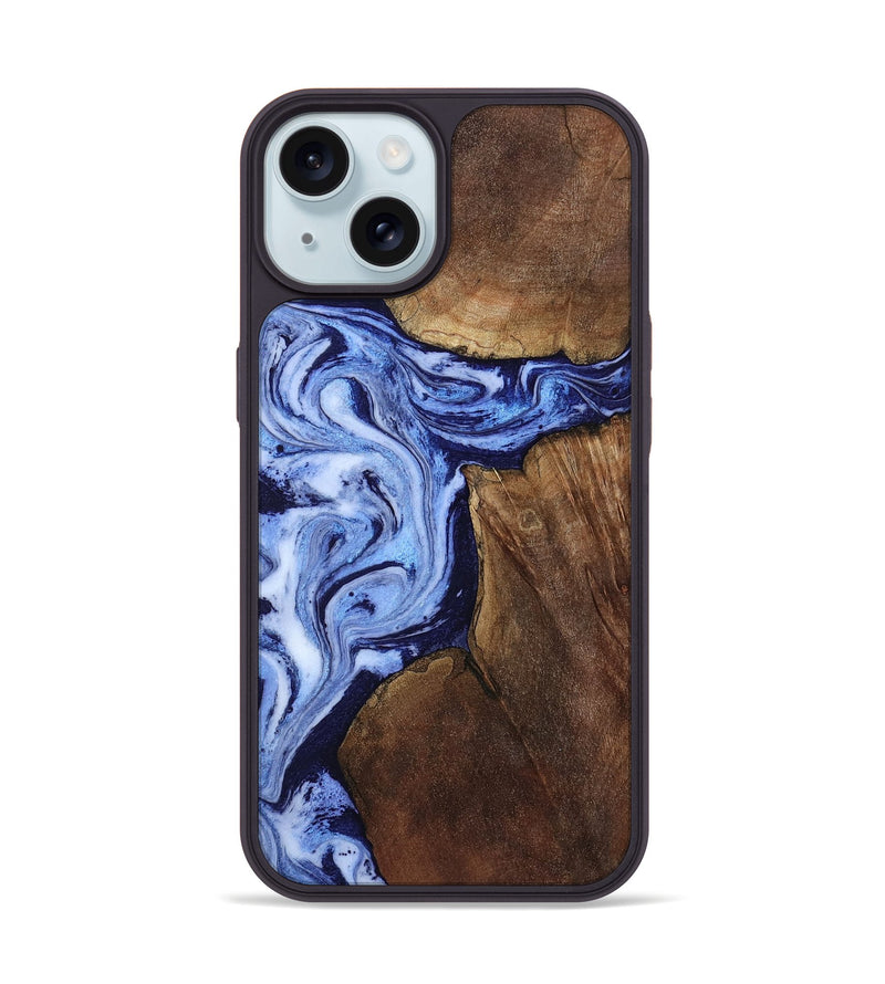 iPhone 15 Wood Phone Case - Kellie (Blue, 809828)