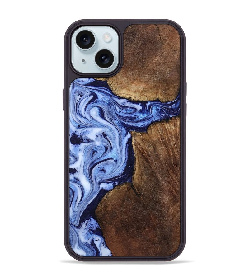iPhone 15 Plus Wood Phone Case - Kellie (Blue, 809828)