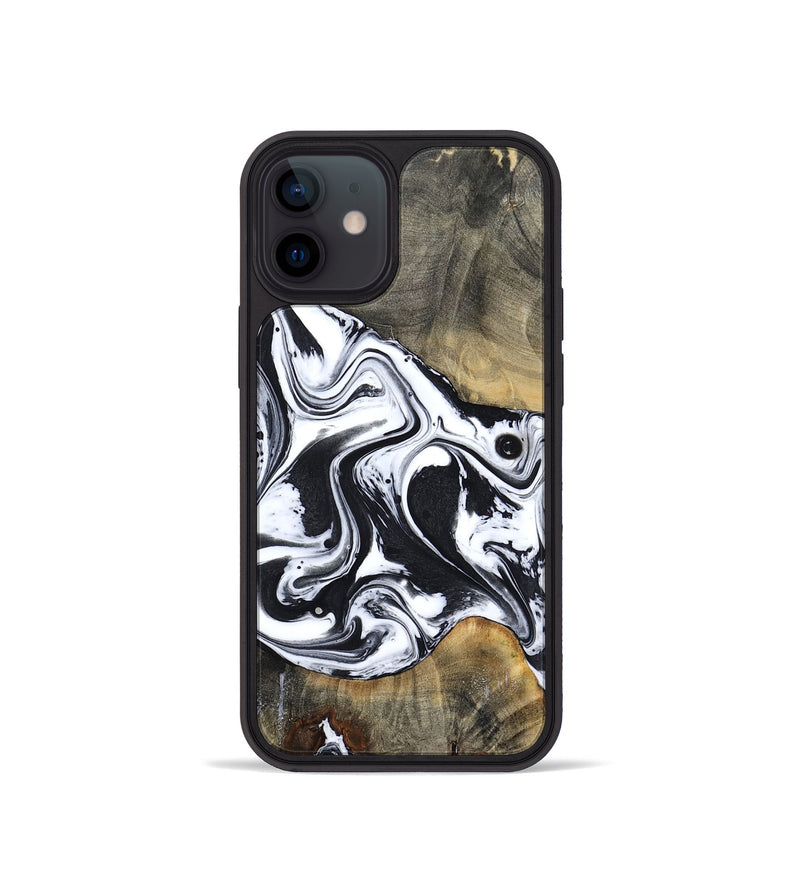 iPhone 12 mini Wood Phone Case - Lorrie (Black & White, 809894)