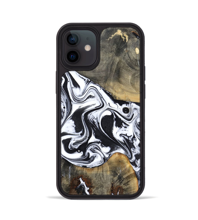 iPhone 12 Wood Phone Case - Lorrie (Black & White, 809894)