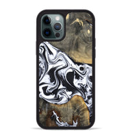 iPhone 12 Pro Max Wood Phone Case - Lorrie (Black & White, 809894)