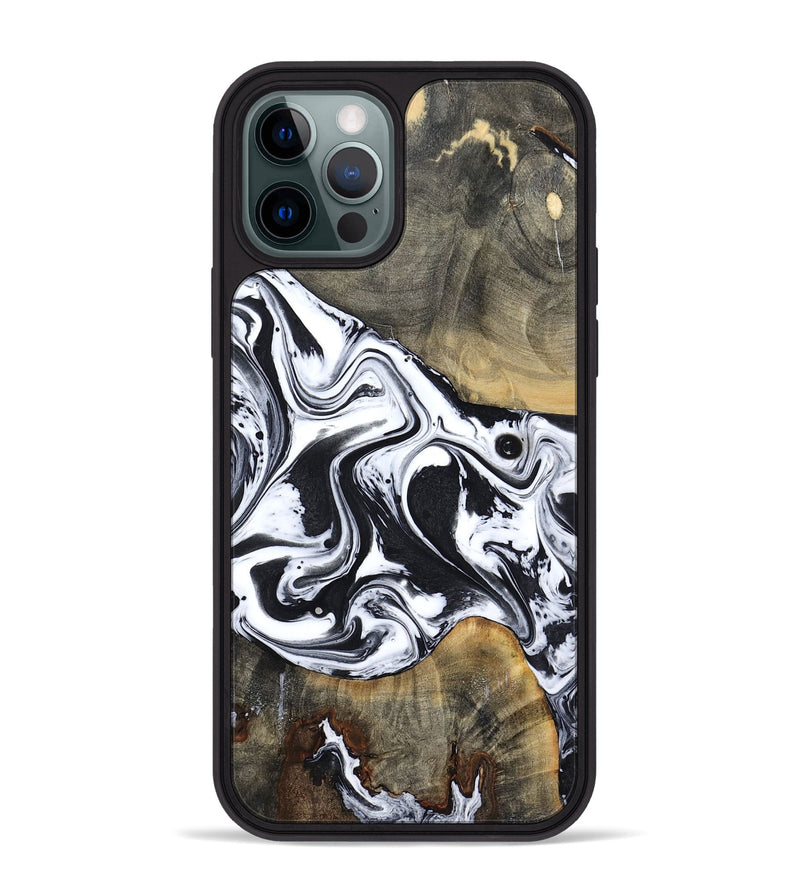 iPhone 12 Pro Max Wood Phone Case - Lorrie (Black & White, 809894)