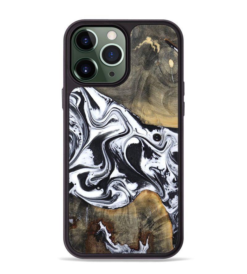 iPhone 13 Pro Max Wood Phone Case - Lorrie (Black & White, 809894)