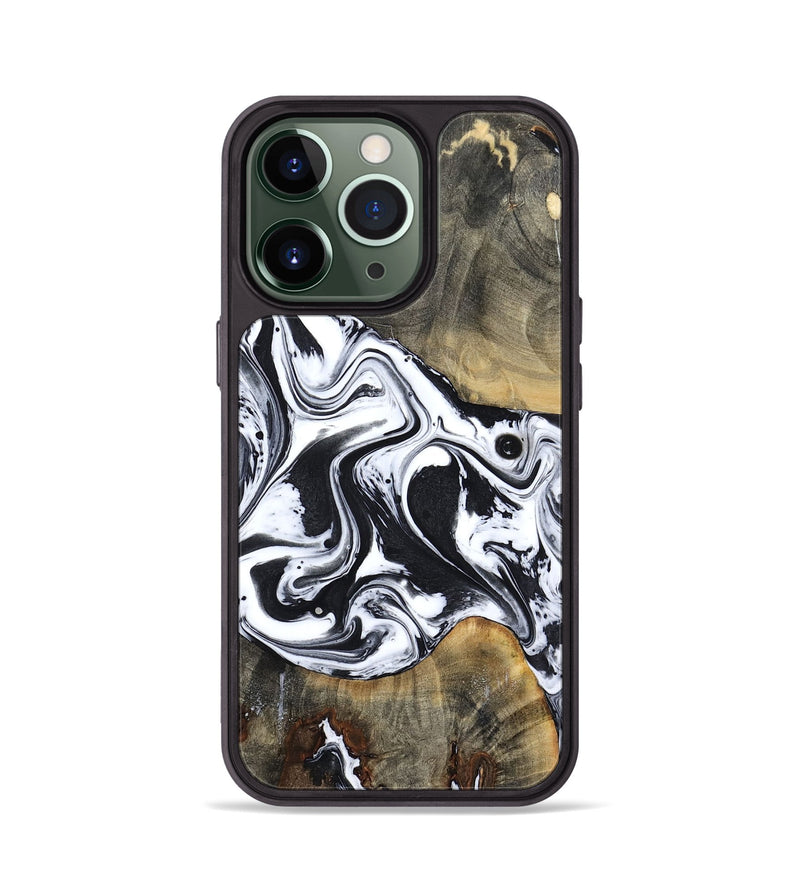 iPhone 13 Pro Wood Phone Case - Lorrie (Black & White, 809894)