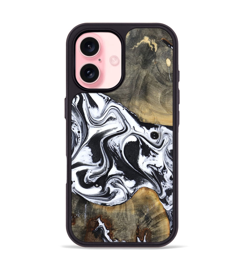 iPhone 16 Wood Phone Case - Lorrie (Black & White, 809894)