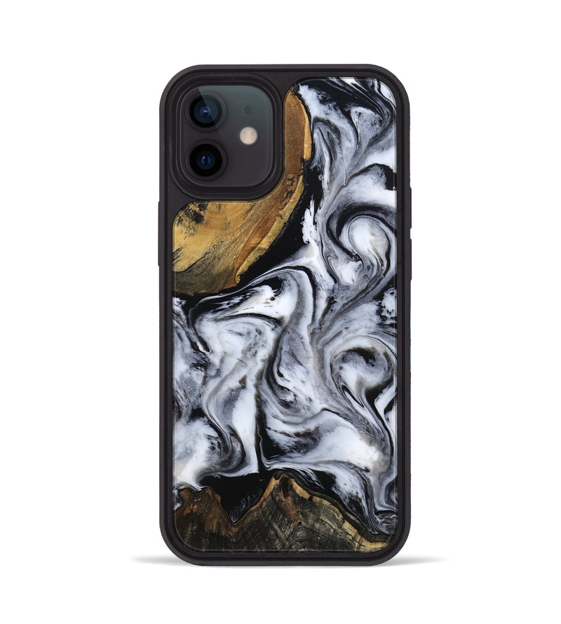 iPhone 12 Wood Phone Case - Ace (Black & White, 809895)