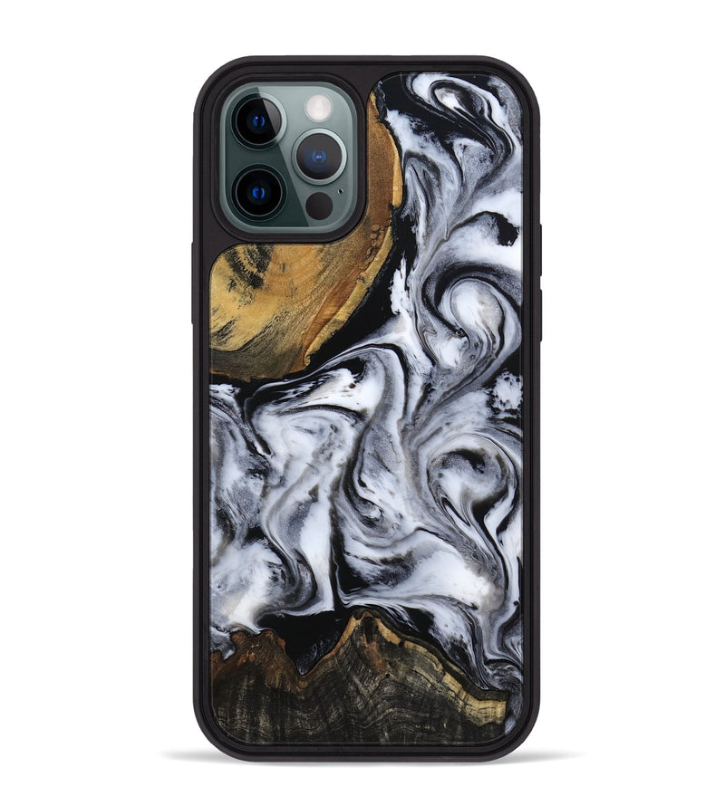 iPhone 12 Pro Max Wood Phone Case - Ace (Black & White, 809895)